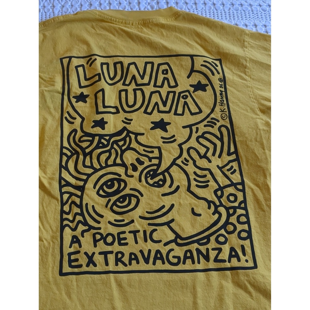 Vtg Keith Haring Luna Luna Poetic Extravaganza T Shirt Short Sleeve Yellow USA